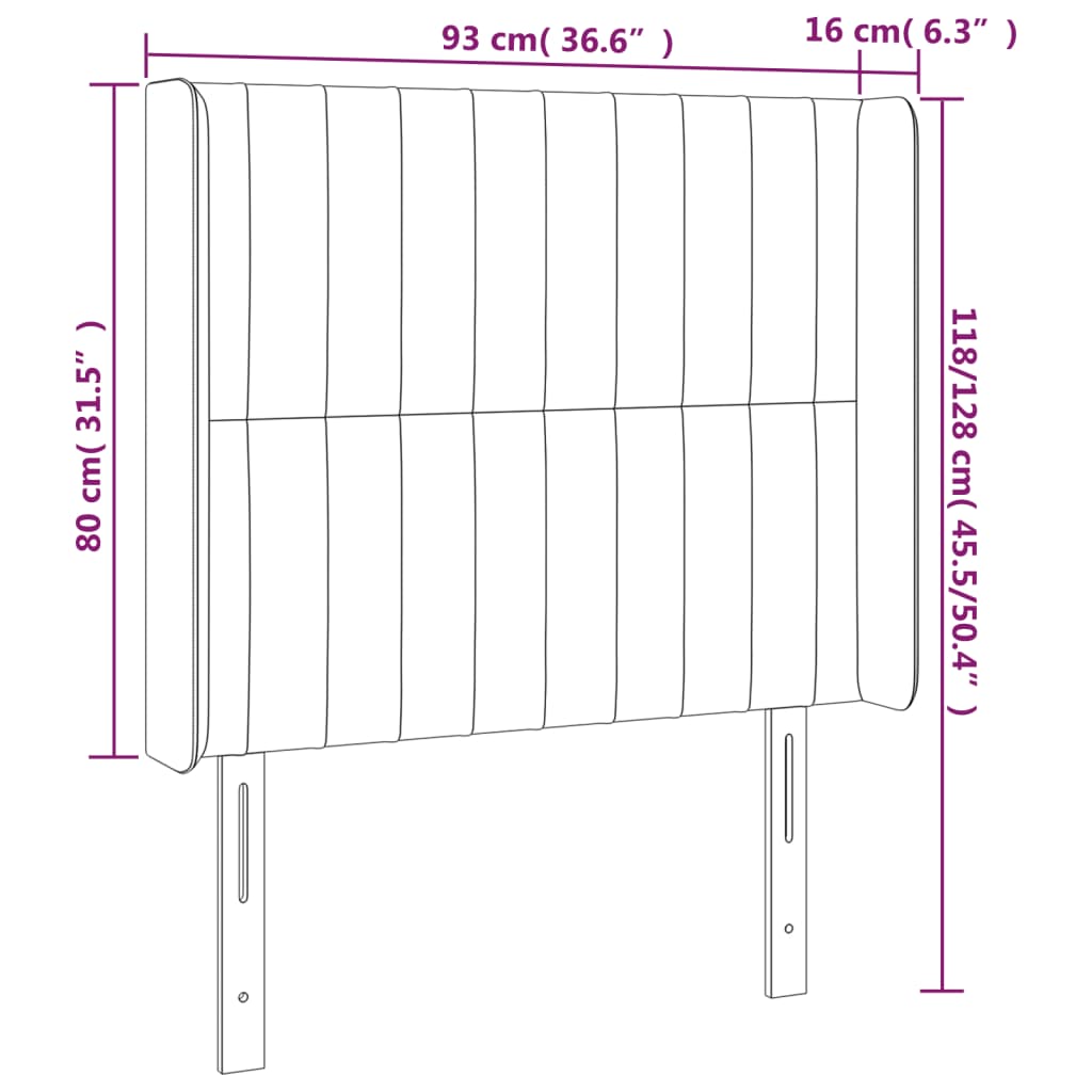 LED uzglavlje smeđesivo 93 x 16 x 118/128 cm od tkanine
