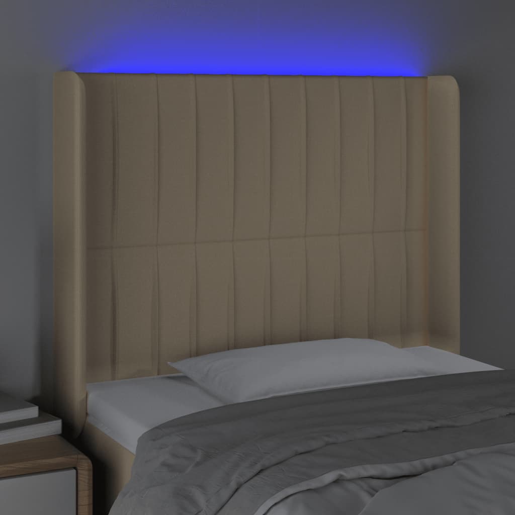 LED uzglavlje krem 93 x 16 x 118/128 cm od tkanine