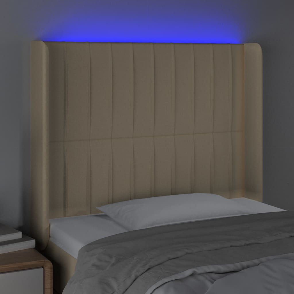 LED uzglavlje krem 103 x 16 x 118/128 cm od tkanine