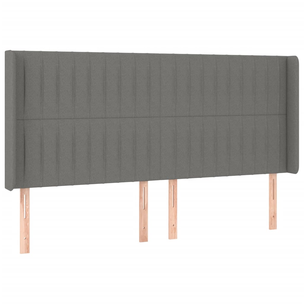 LED uzglavlje tamnosivo 203 x 16 x 118/128 cm od tkanine