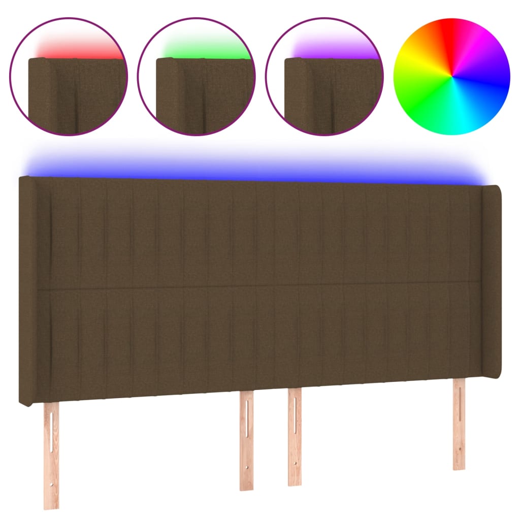 LED uzglavlje tamnosmeđe 203x16x118/128 cm od tkanine