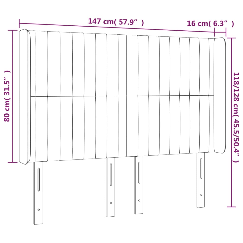 LED uzglavlje svjetlosivo 147 x 16 x 118/128 cm baršunasto