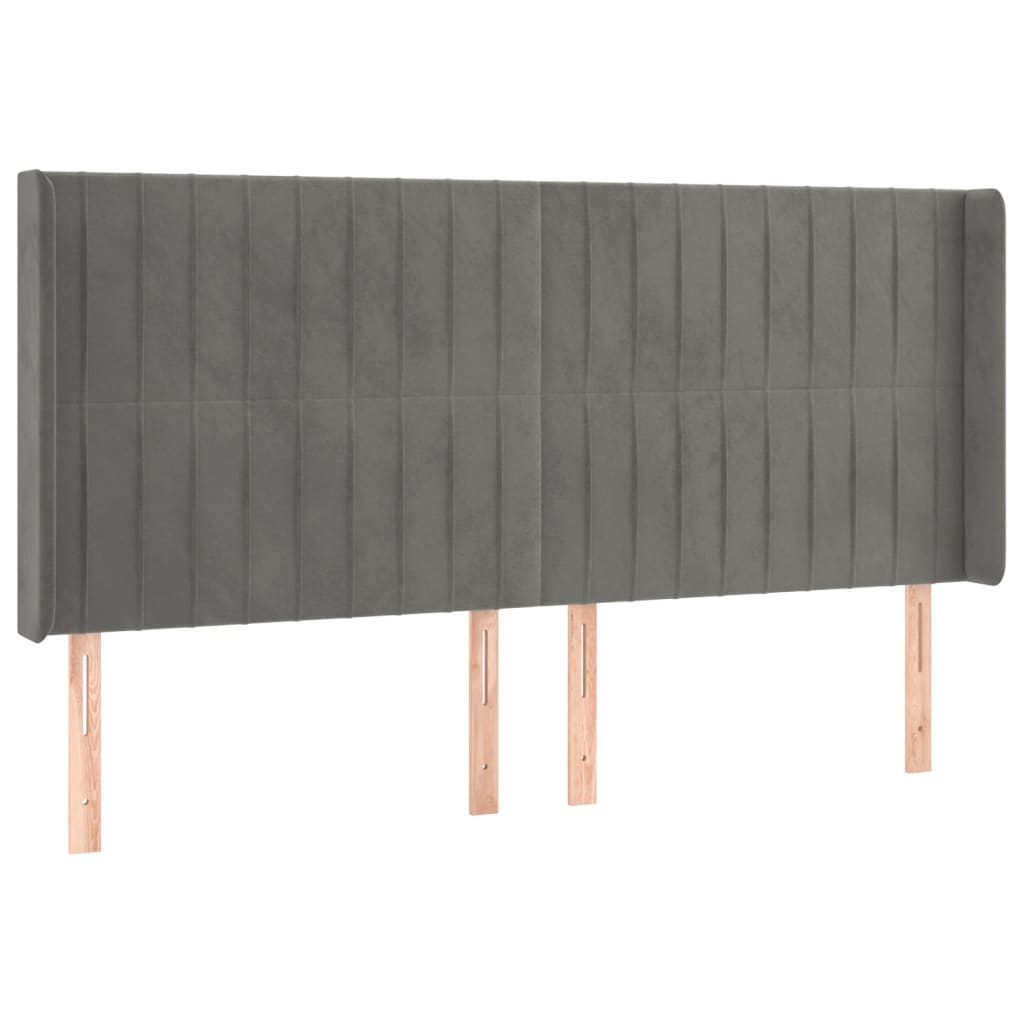 LED uzglavlje svjetlosivo 163 x 16 x 118/128 cm baršunasto