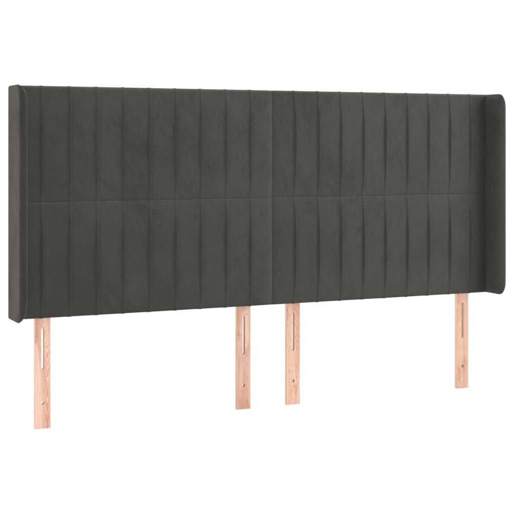 LED uzglavlje tamnosivo 163x16x118/128 cm baršunasto