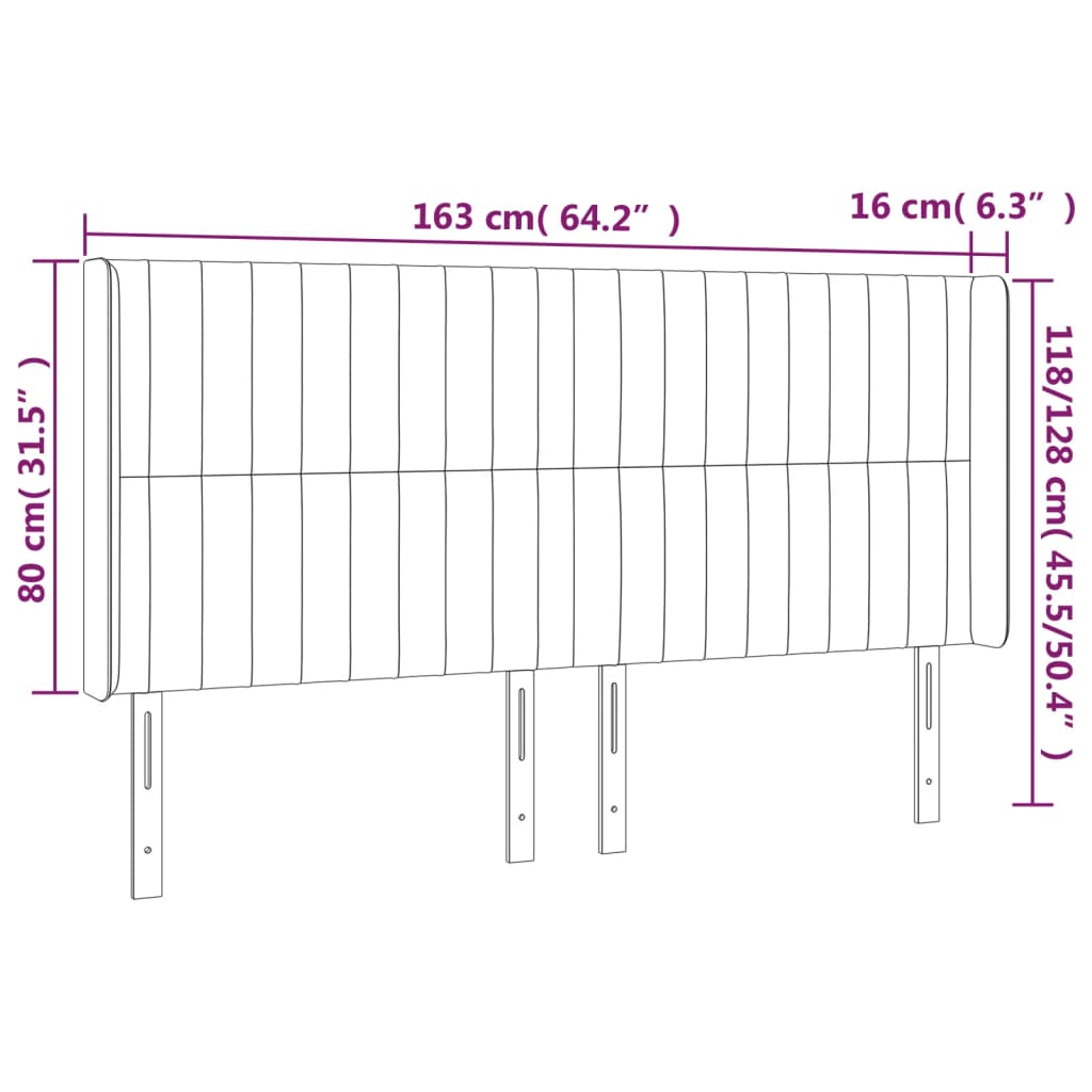 LED uzglavlje tamnosivo 163x16x118/128 cm baršunasto