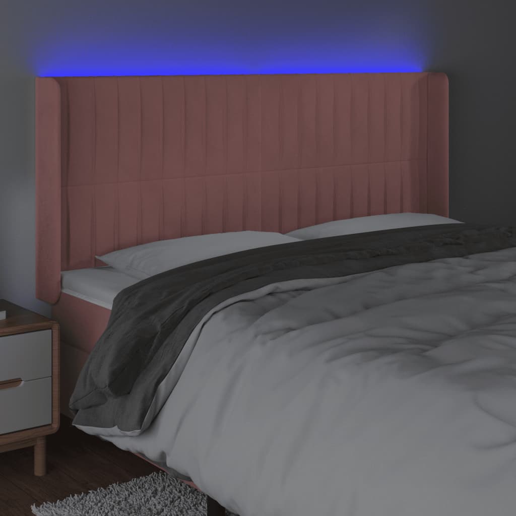 LED uzglavlje ružičasto 183x16x118/128 cm baršunasto