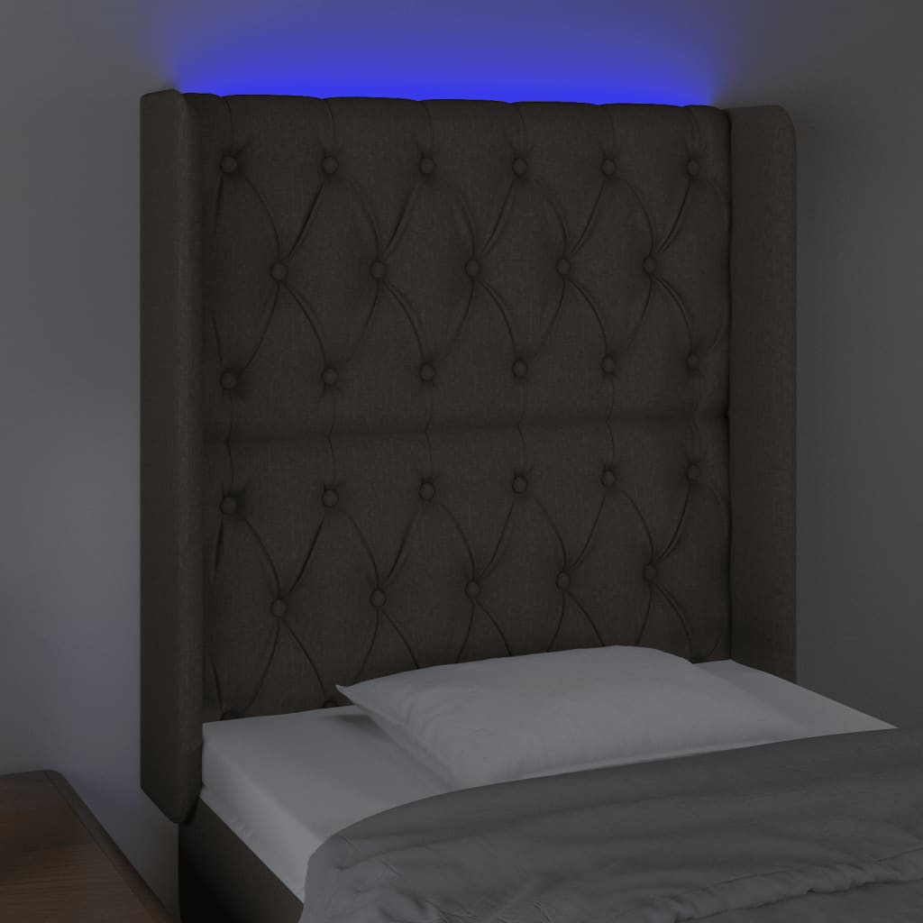 LED uzglavlje smeđesivo 83 x 16 x 118/128 cm od tkanine