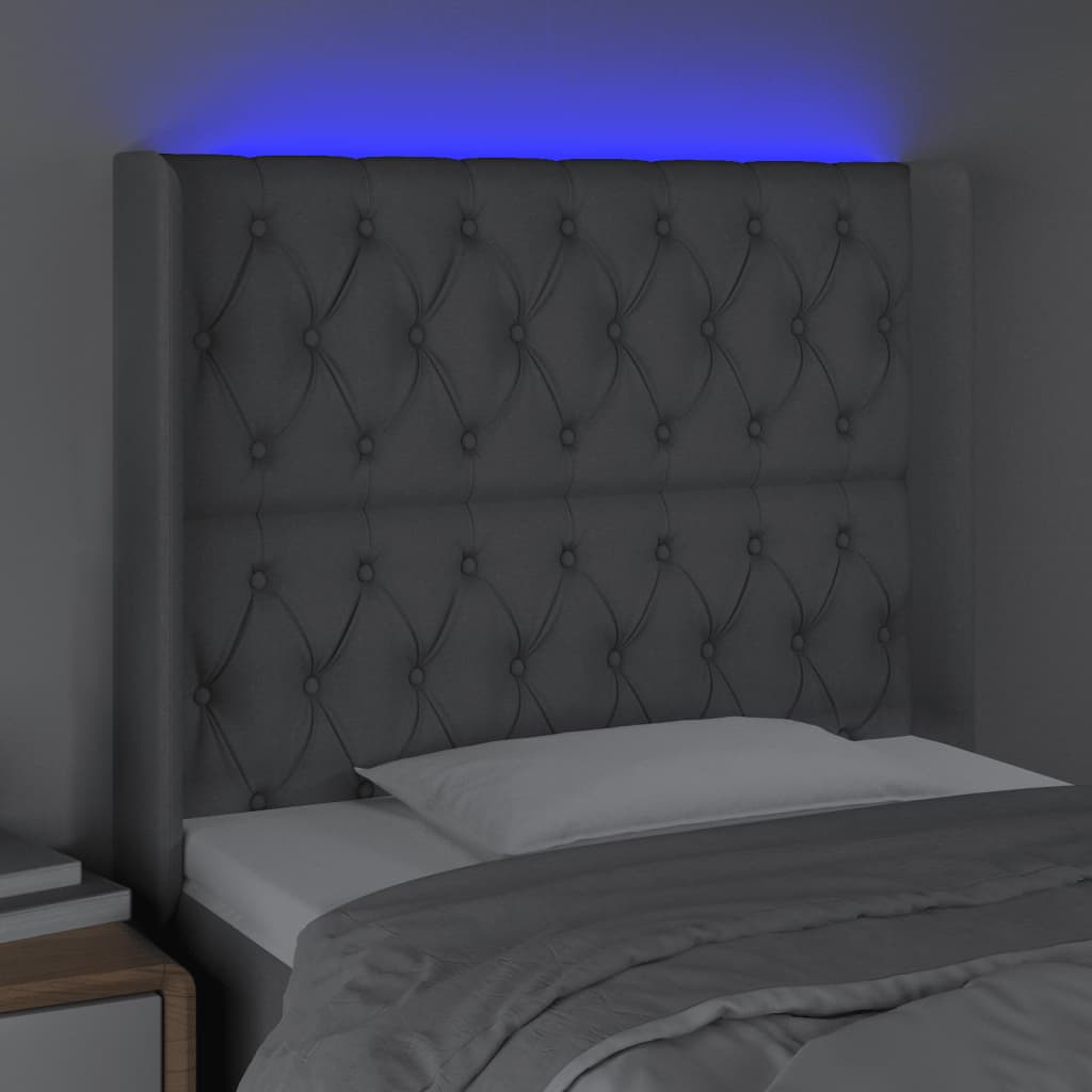 LED uzglavlje svjetlosivo 103 x 16 x 118/128 cm od tkanine