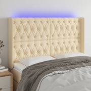 LED uzglavlje krem 147 x 16 x 118/128 cm od tkanine