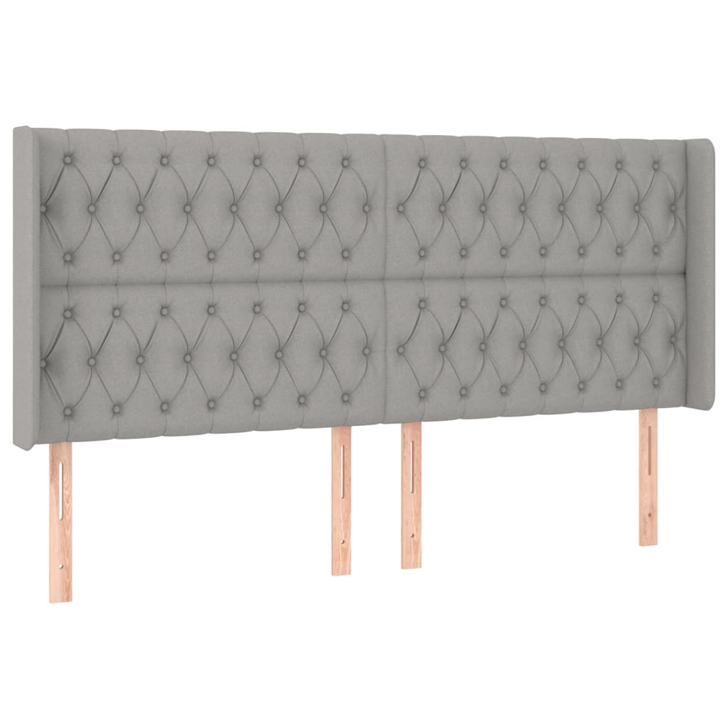 LED uzglavlje svjetlosivo 183 x 16 x 118/128 cm od tkanine