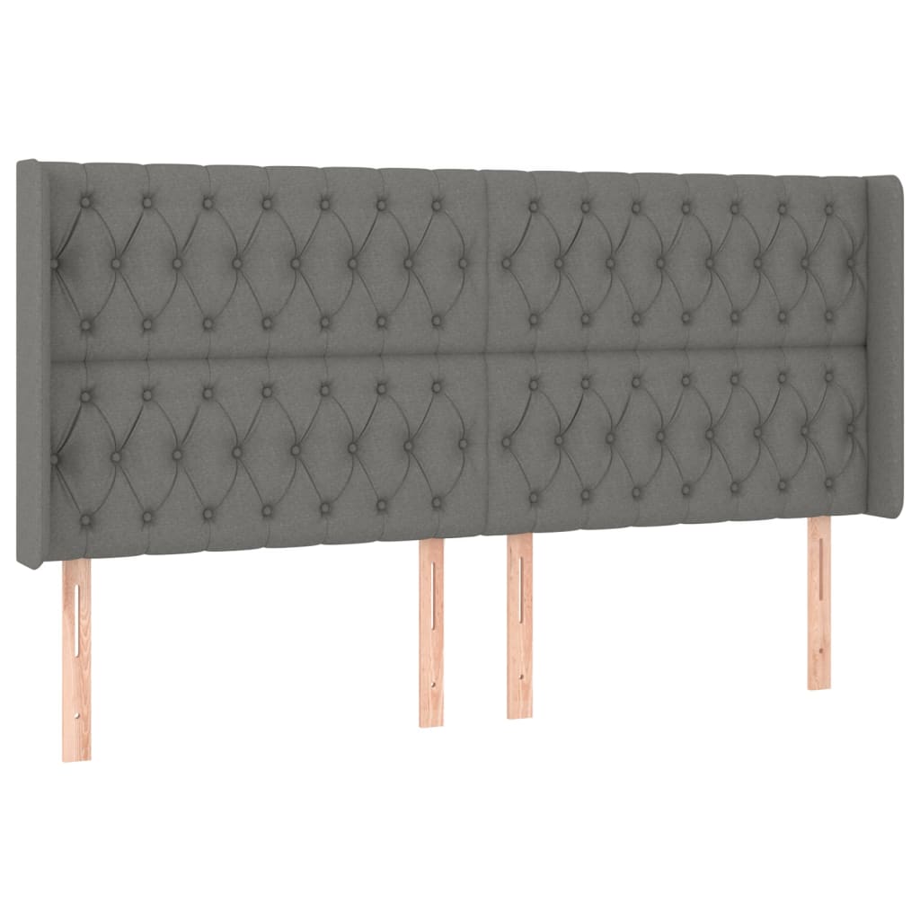 LED uzglavlje tamnosivo 183 x 16 x 118/128 cm od tkanine