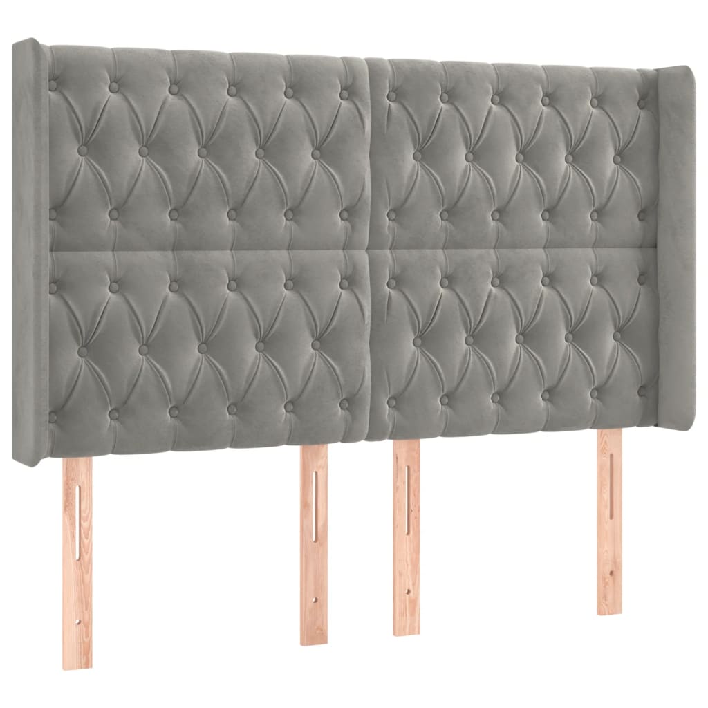 LED uzglavlje svjetlosivo 147 x 16 x 118/128 cm baršunasto