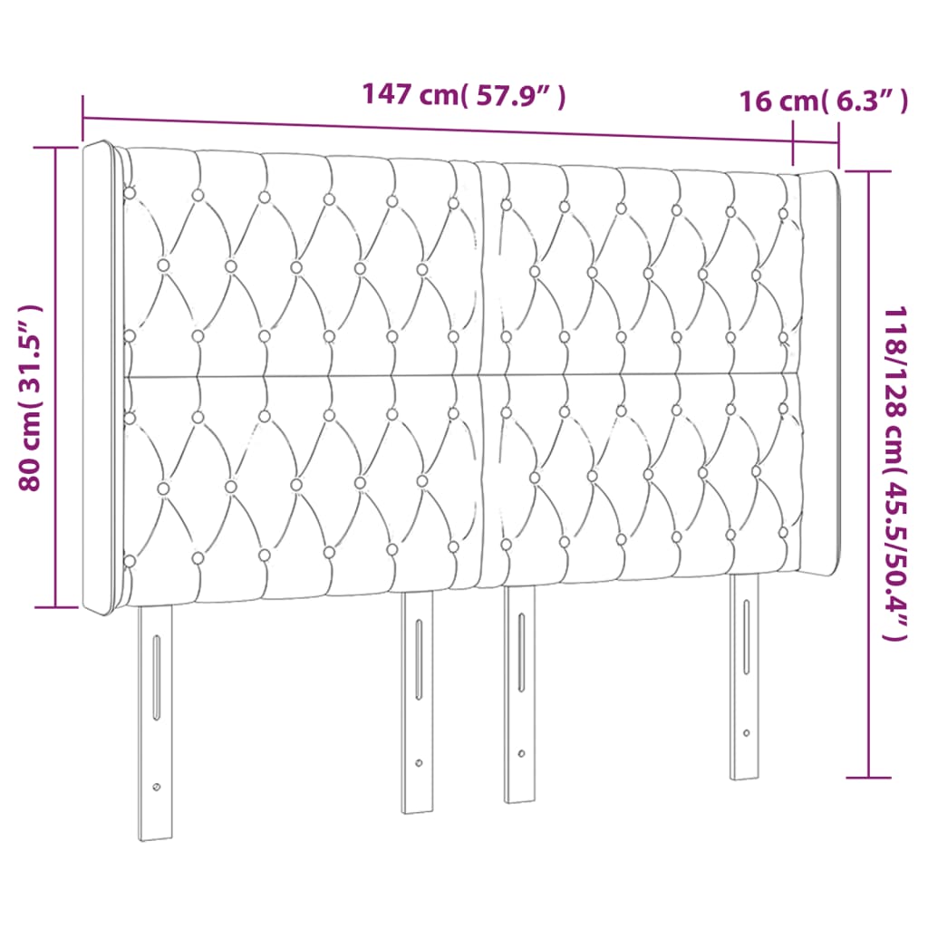 LED uzglavlje svjetlosivo 147 x 16 x 118/128 cm baršunasto