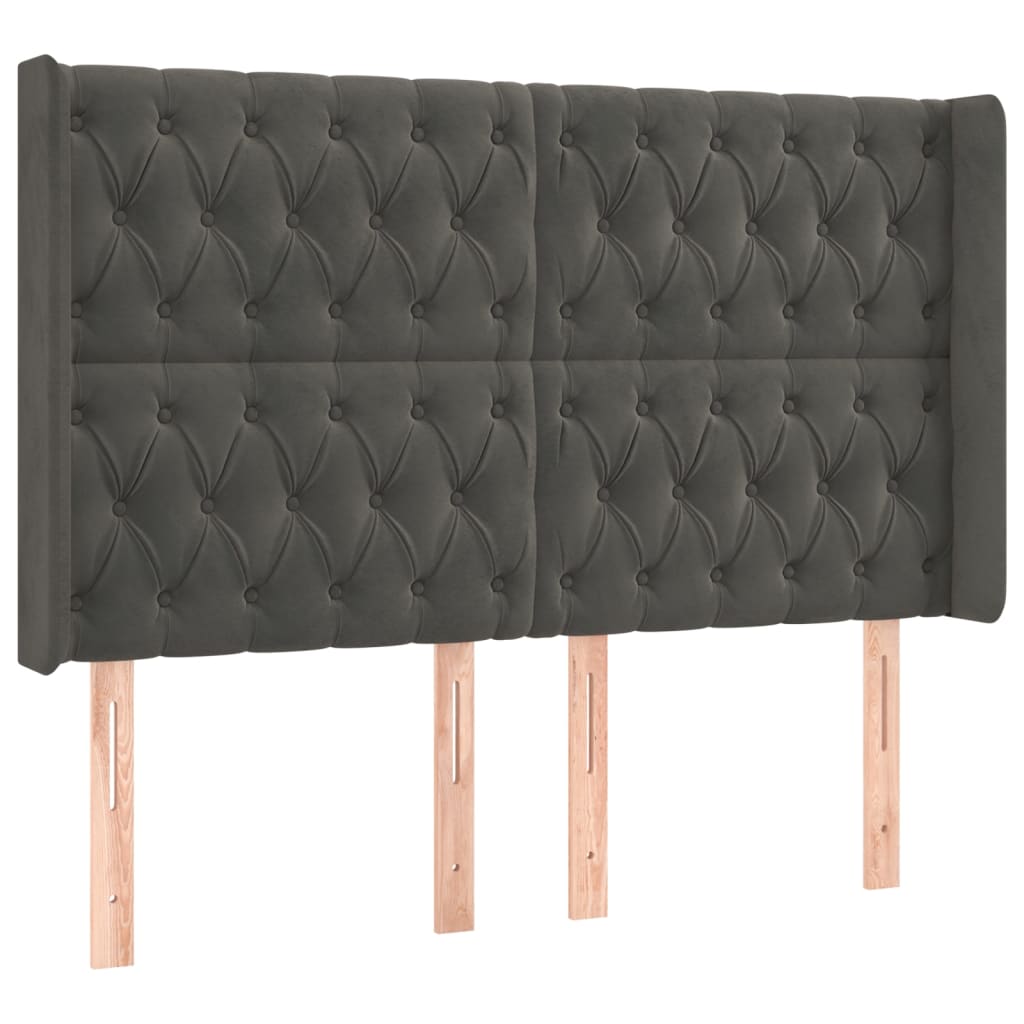 LED uzglavlje tamnosivo 163x16x118/128 cm baršunasto