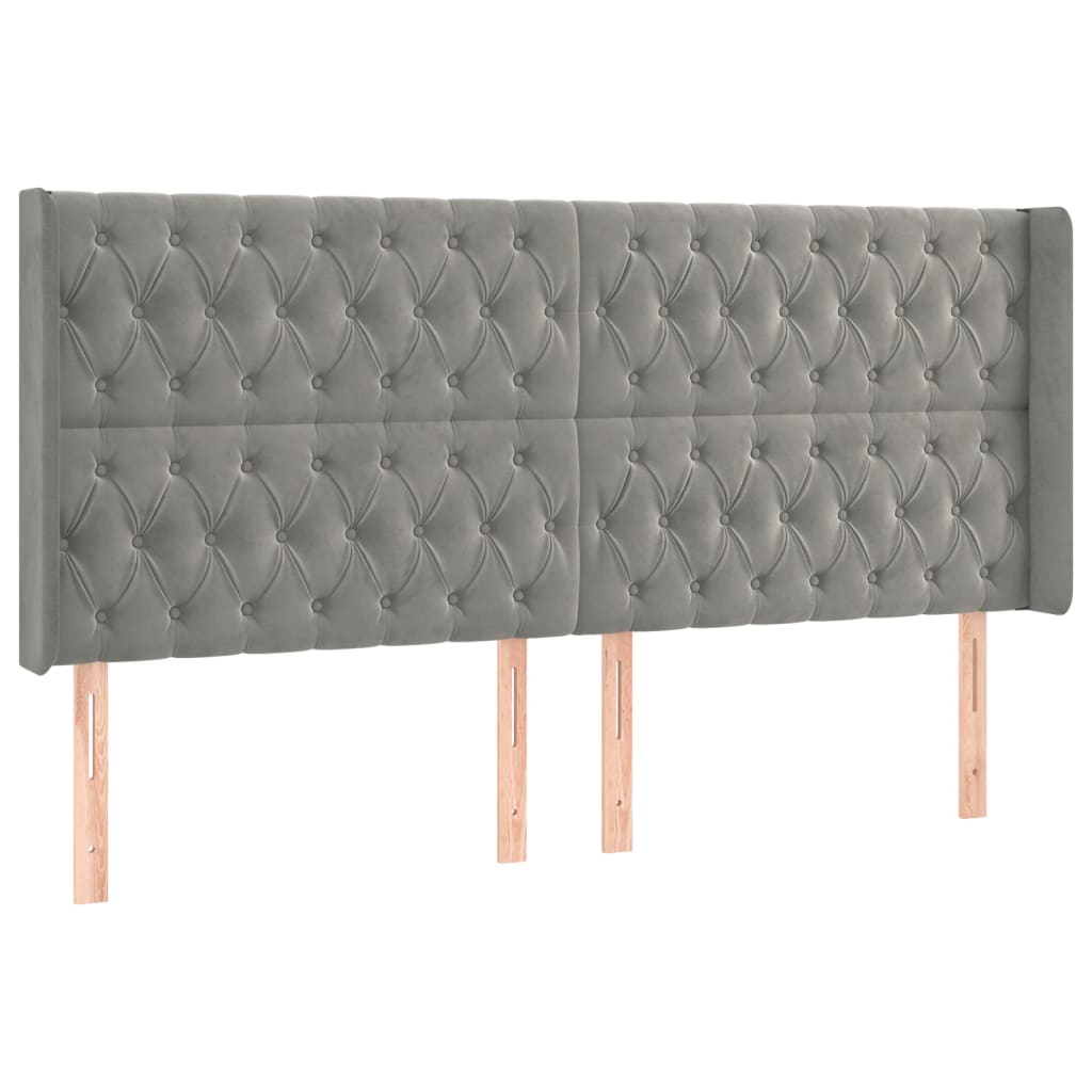 LED uzglavlje svjetlosivo 203 x 16 x 118/128 cm baršunasto