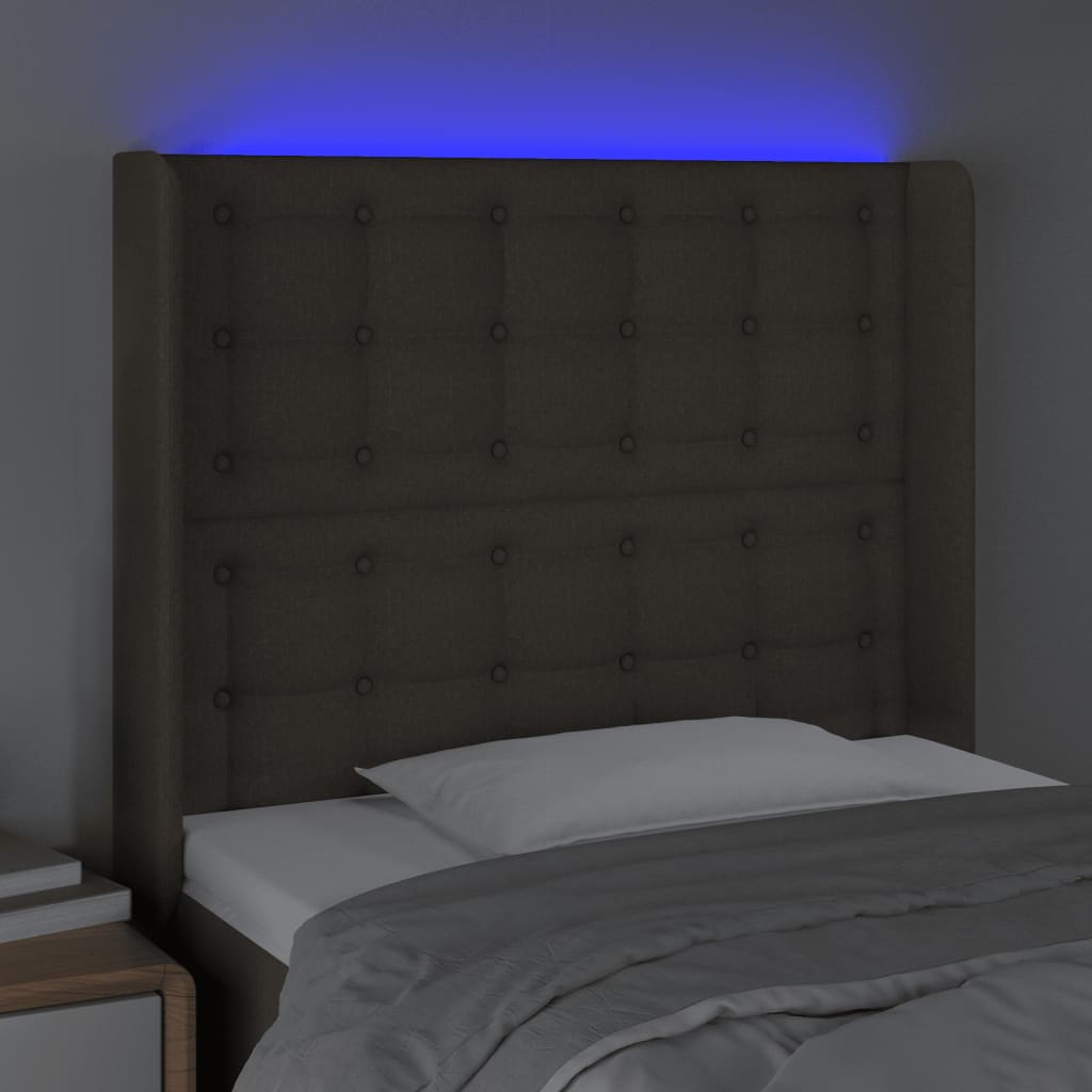 LED uzglavlje smeđesivo 83 x 16 x 118/128 cm od tkanine