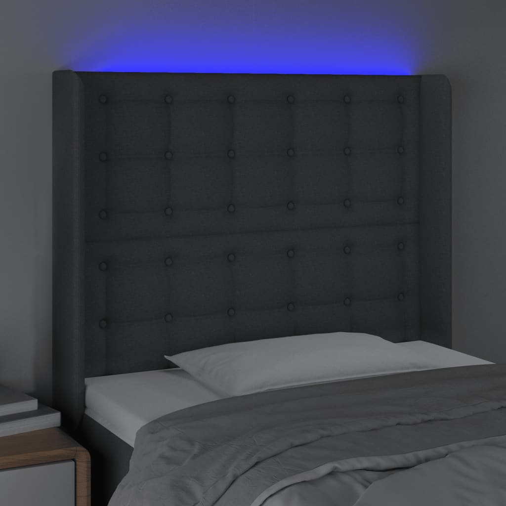 LED uzglavlje tamnosivo 93 x 16 x 118/128 cm od tkanine
