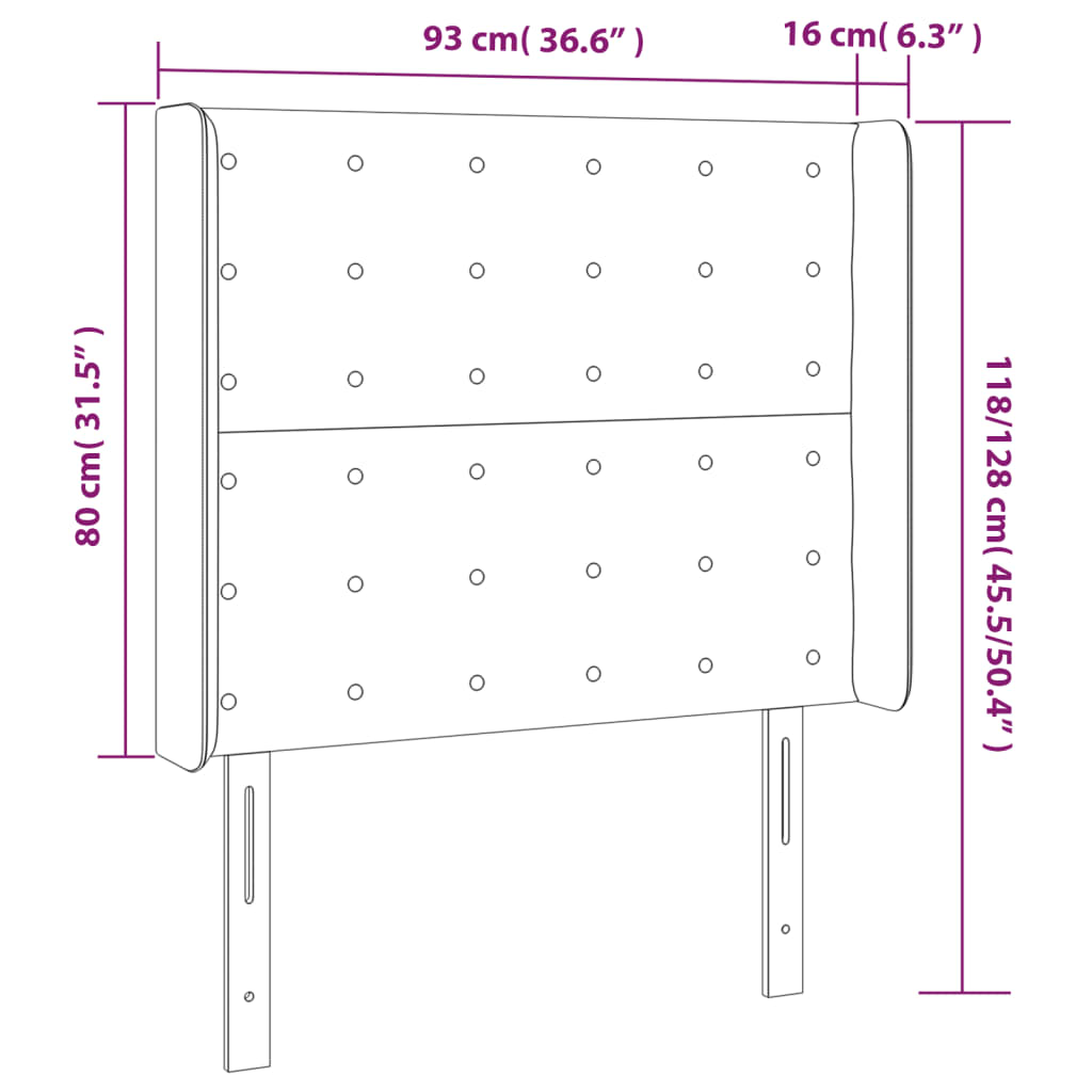 LED uzglavlje crno 93 x 16 x 118/128 cm od tkanine