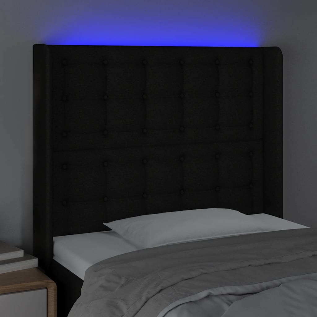 LED uzglavlje crno 103 x 16 x 118/128 cm od tkanine