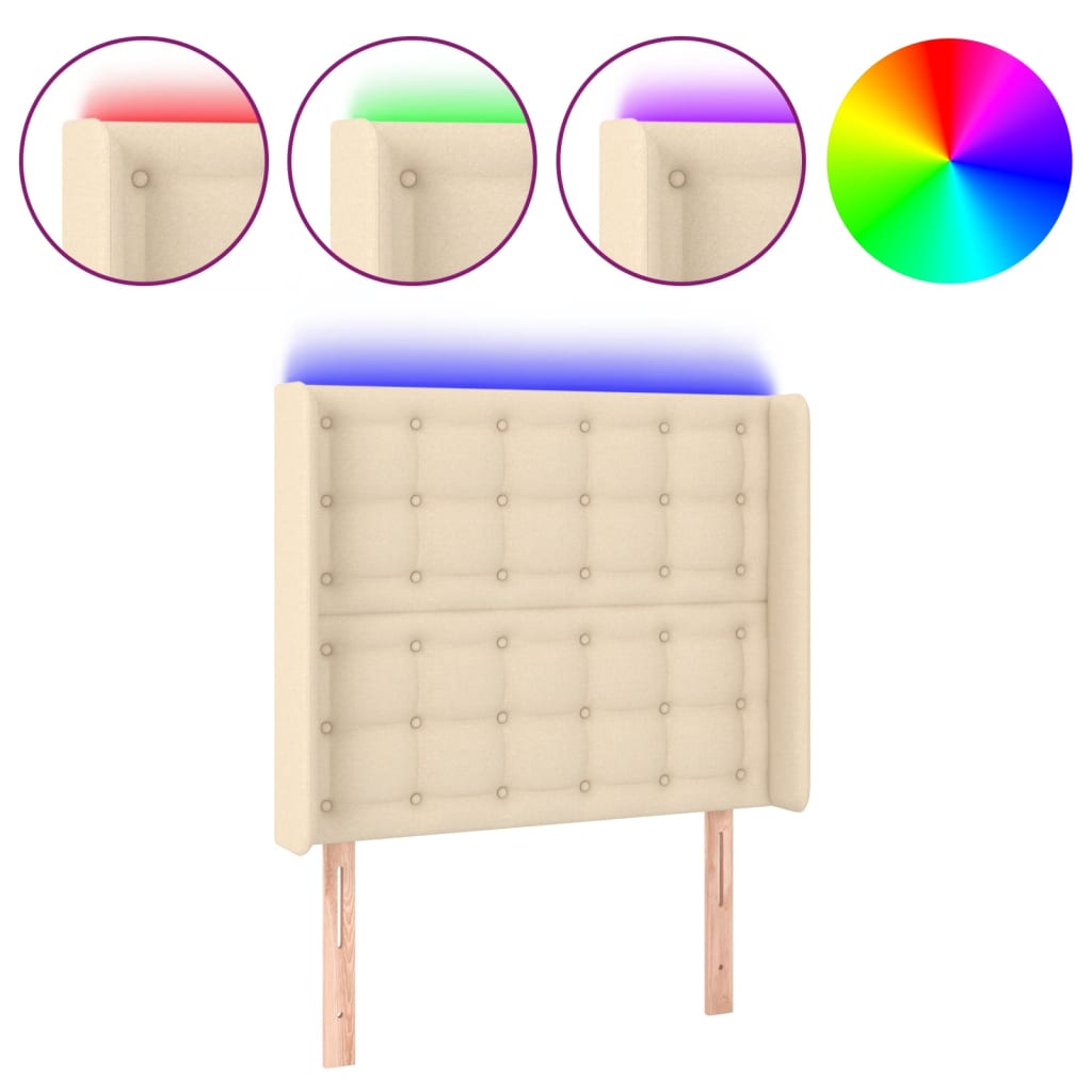 LED uzglavlje krem 103 x 16 x 118/128 cm od tkanine