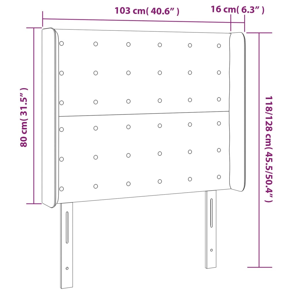 LED uzglavlje krem 103 x 16 x 118/128 cm od tkanine