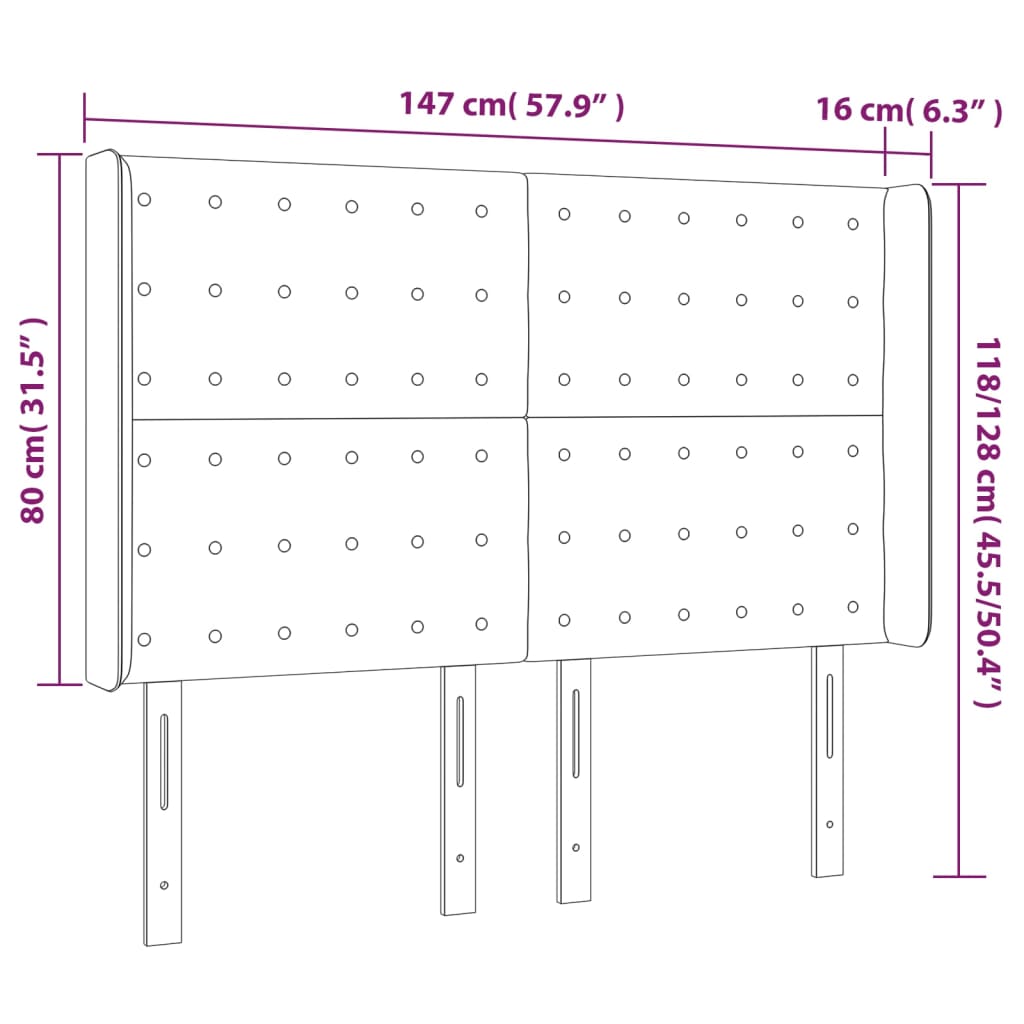 LED uzglavlje tamnosmeđe 147x16x118/128 cm od tkanine