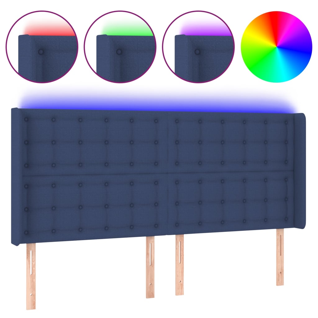 LED uzglavlje plavo 163 x 16 x 118/128 cm od tkanine