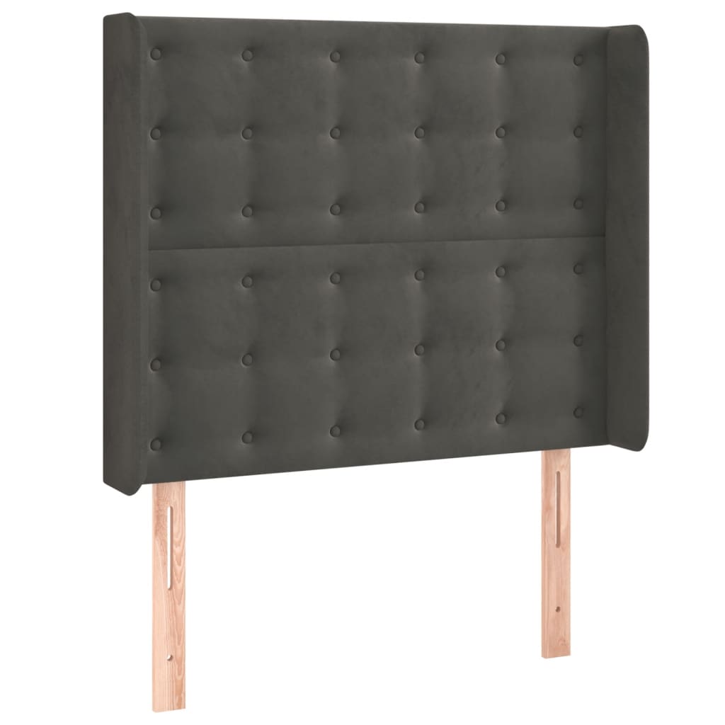 LED uzglavlje tamnosivo 83x16x118/128 cm baršunasto