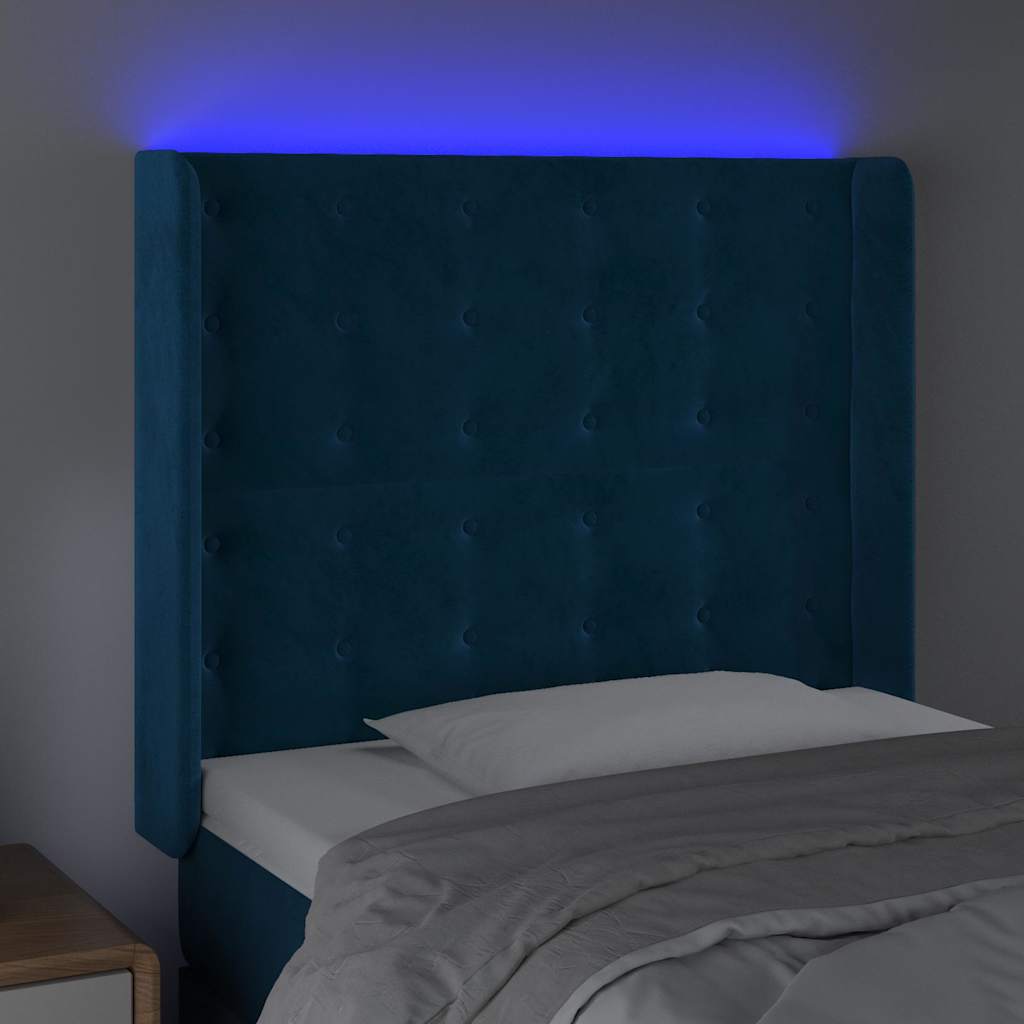 LED uzglavlje tamnoplavo 83x16x118/128 cm baršunasto