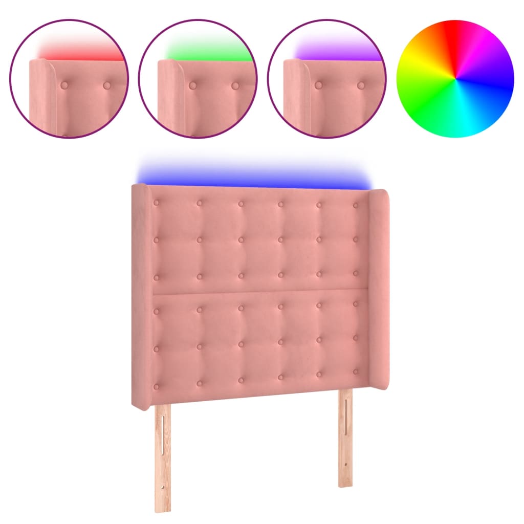 LED uzglavlje ružičasto 83x16x118/128 cm baršunasto