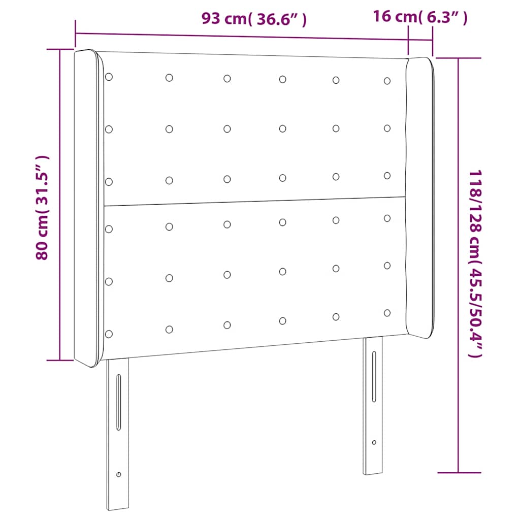 LED uzglavlje tamnozeleno 93x16x118/128 cm baršunasto