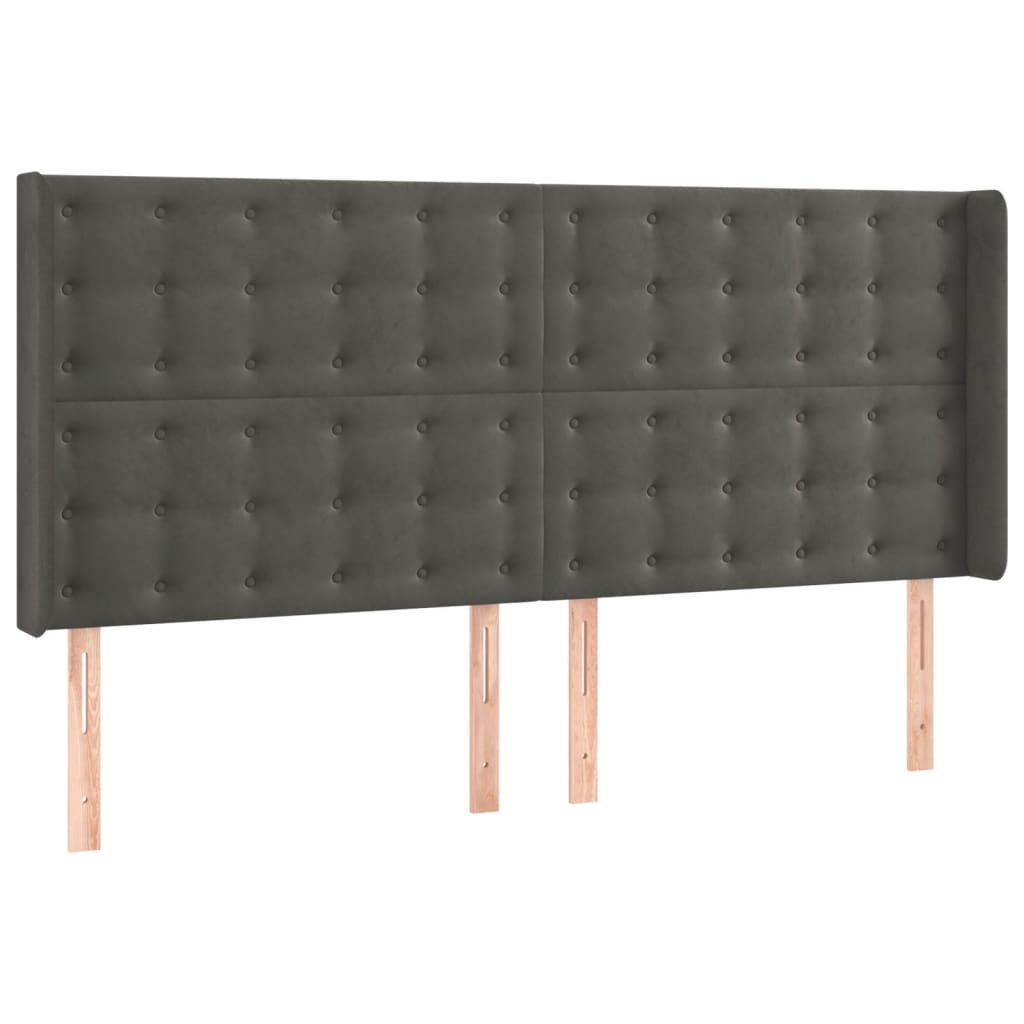 LED uzglavlje tamnosivo 203 x 16 x 118/128 cm baršunasto
