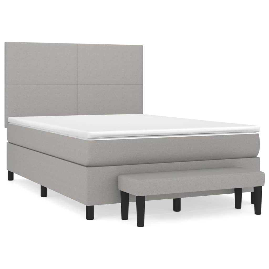 Krevet s oprugama i madracem svjetlosivi 140x190 cm od tkanine