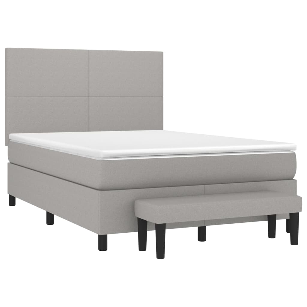 Krevet s oprugama i madracem svjetlosivi 140x190 cm od tkanine