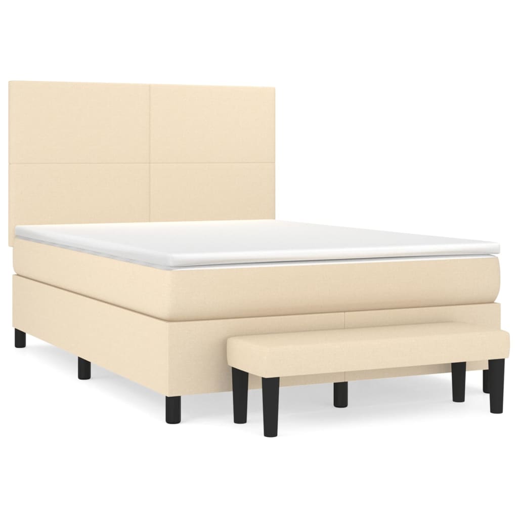 Krevet s oprugama i madracem krem 140 x 190 cm od tkanine