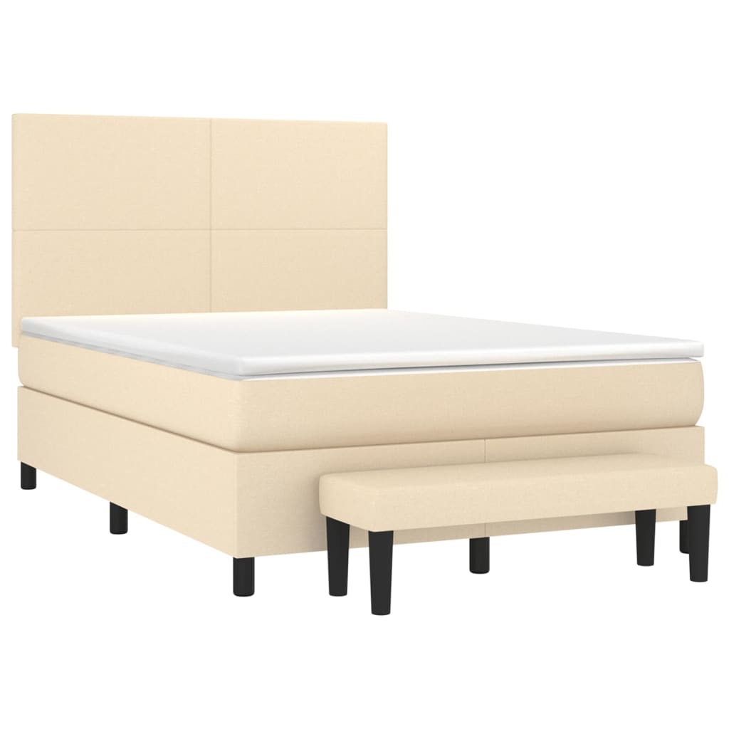 Krevet s oprugama i madracem krem 140 x 190 cm od tkanine