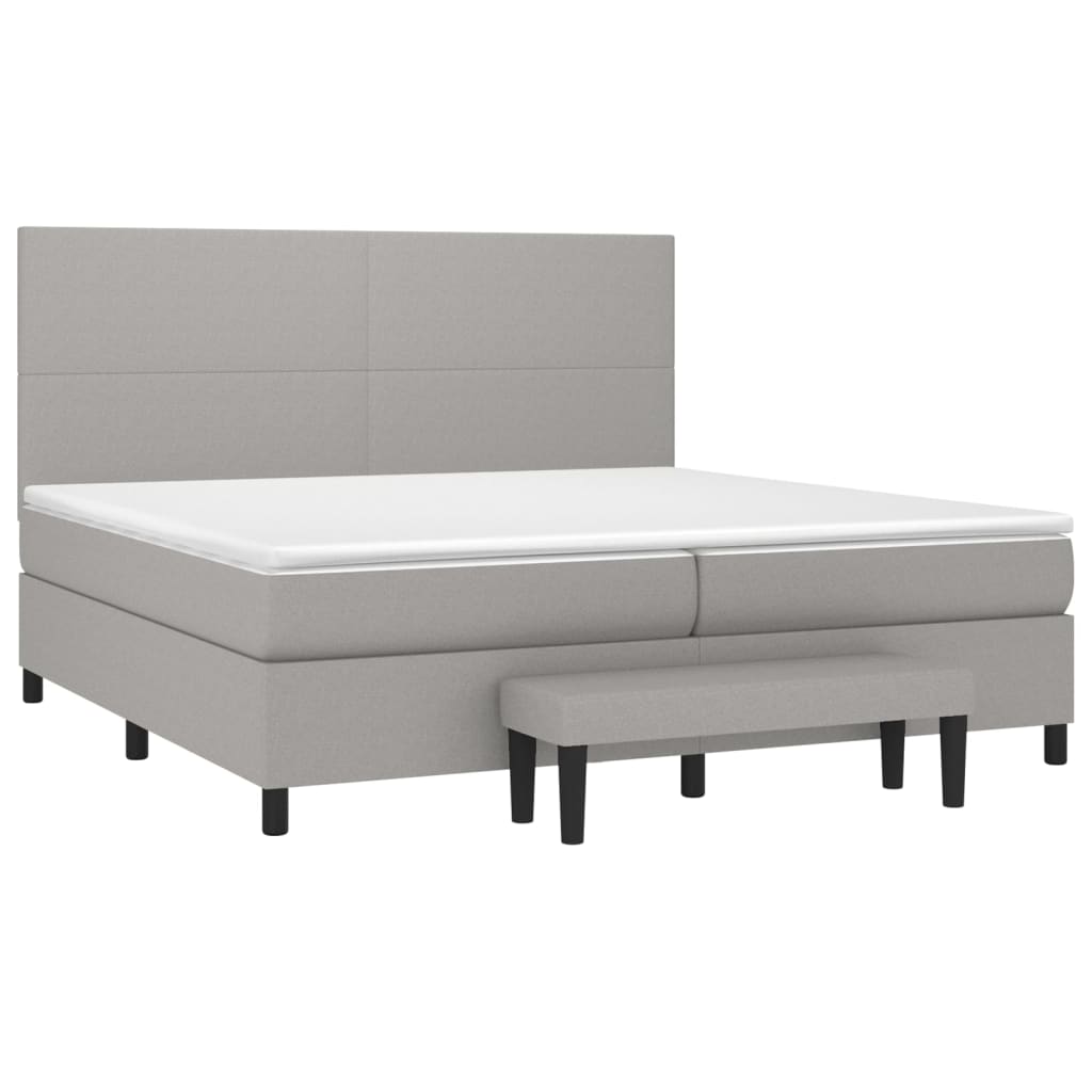 Krevet s oprugama i madracem svjetlosivi 200 x 200cm od tkanine
