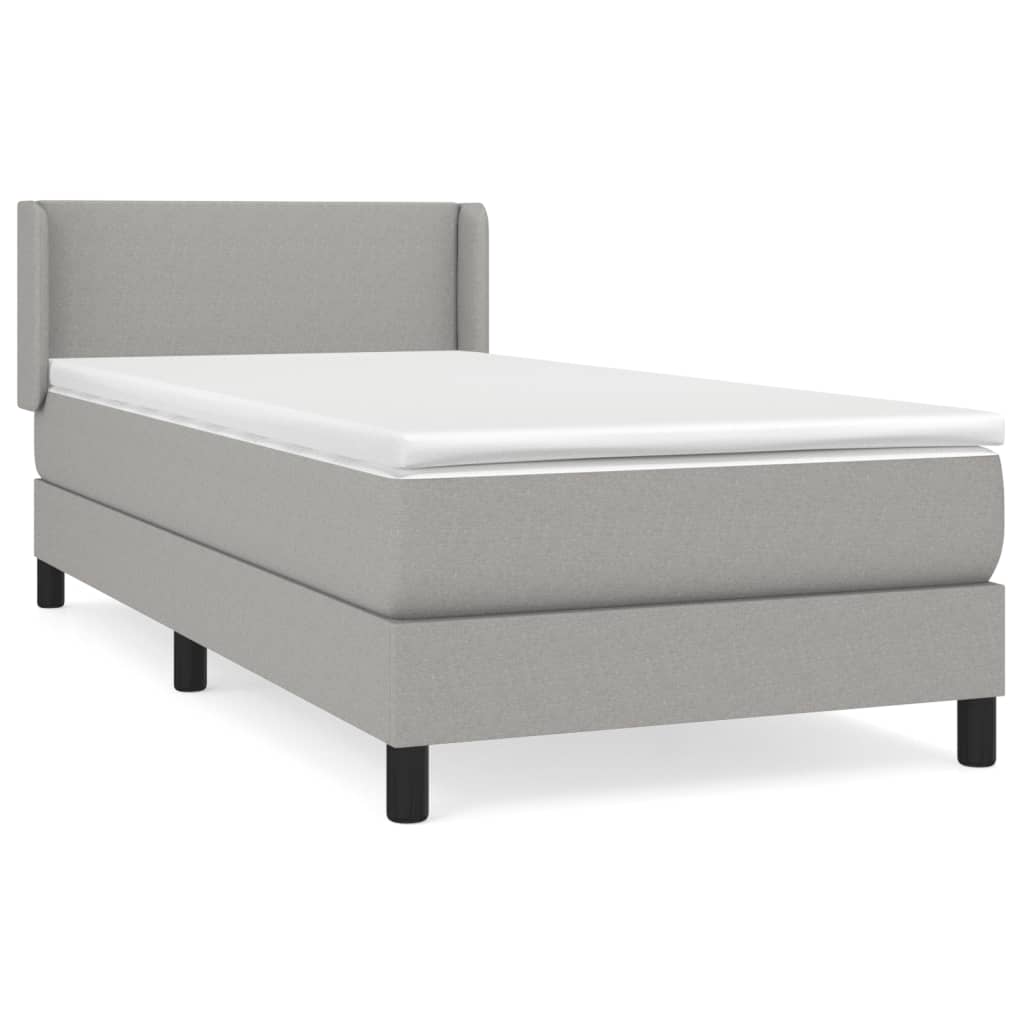 Box spring krevet s madracem svjetlosivi 90x190 cm od tkanine
