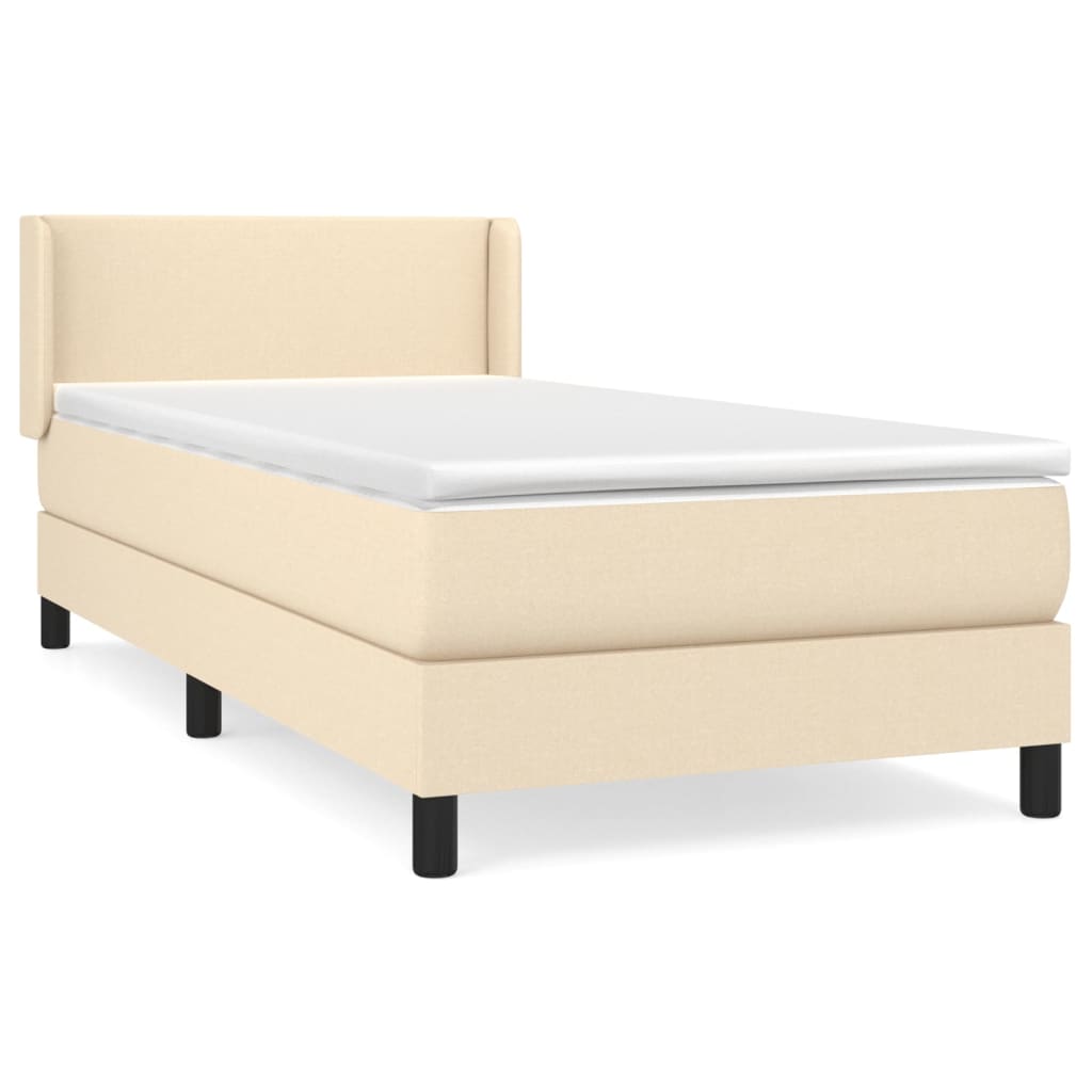 Krevet s oprugama i madracem krem 90 x 190 cm od tkanine