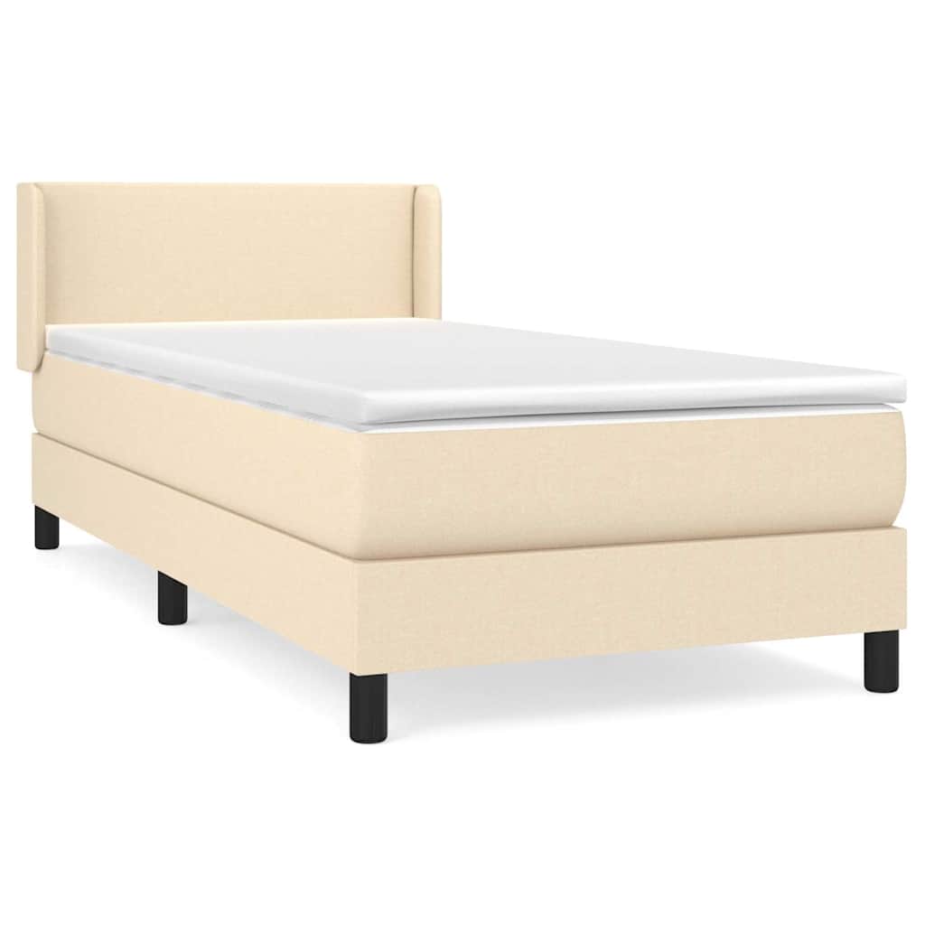 Krevet s oprugama i madracem krem 90 x 190 cm od tkanine
