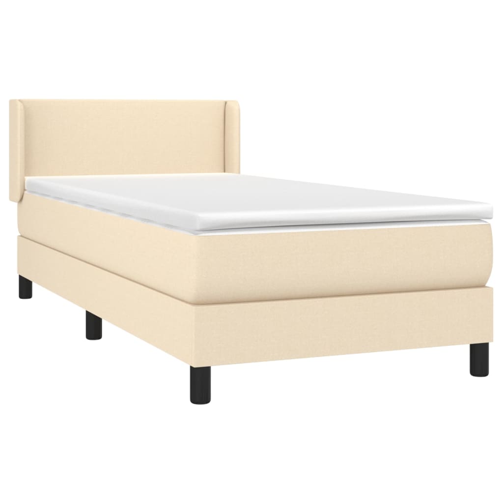 Krevet s oprugama i madracem krem 100 x 200 cm od tkanine