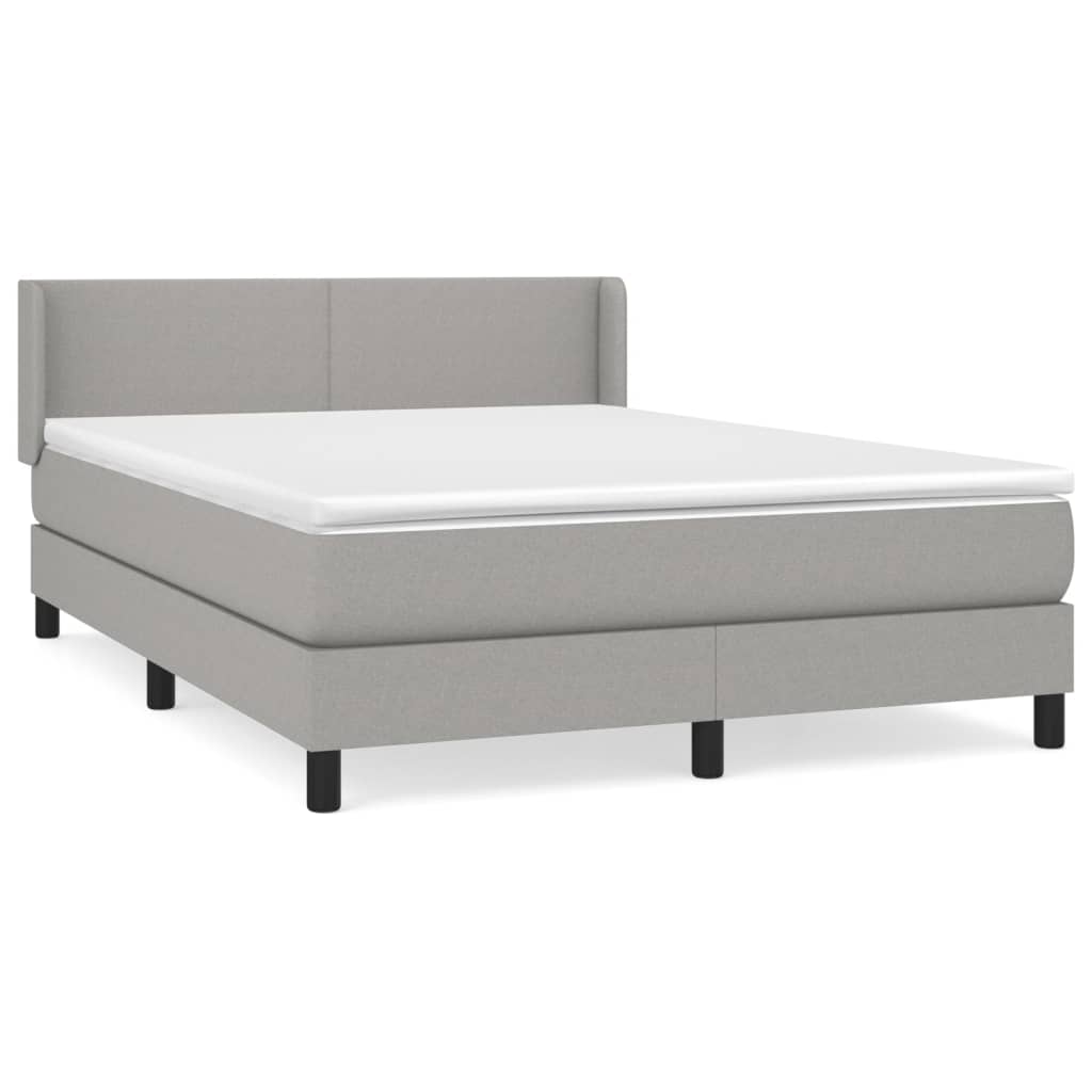 Krevet s oprugama i madracem svjetlosivi 140x190 cm od tkanine