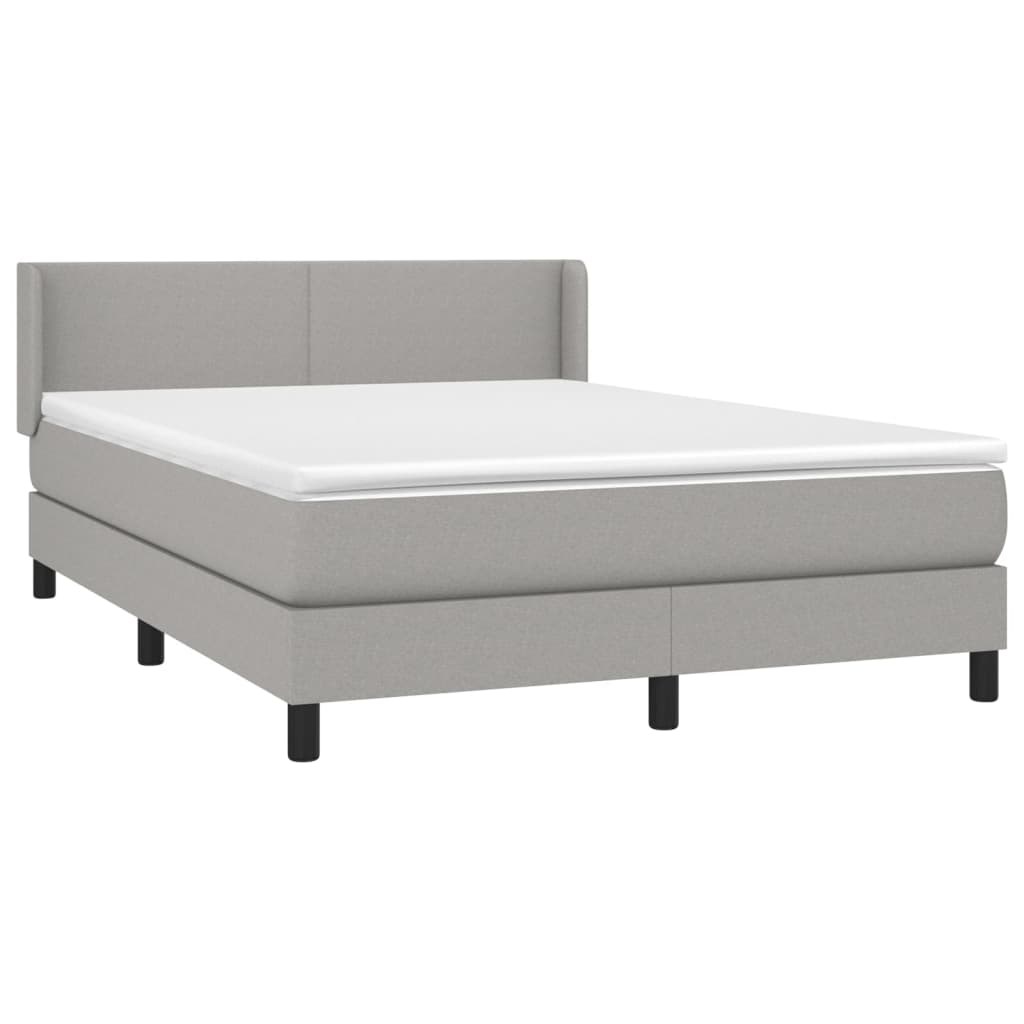 Krevet s oprugama i madracem svjetlosivi 140x190 cm od tkanine