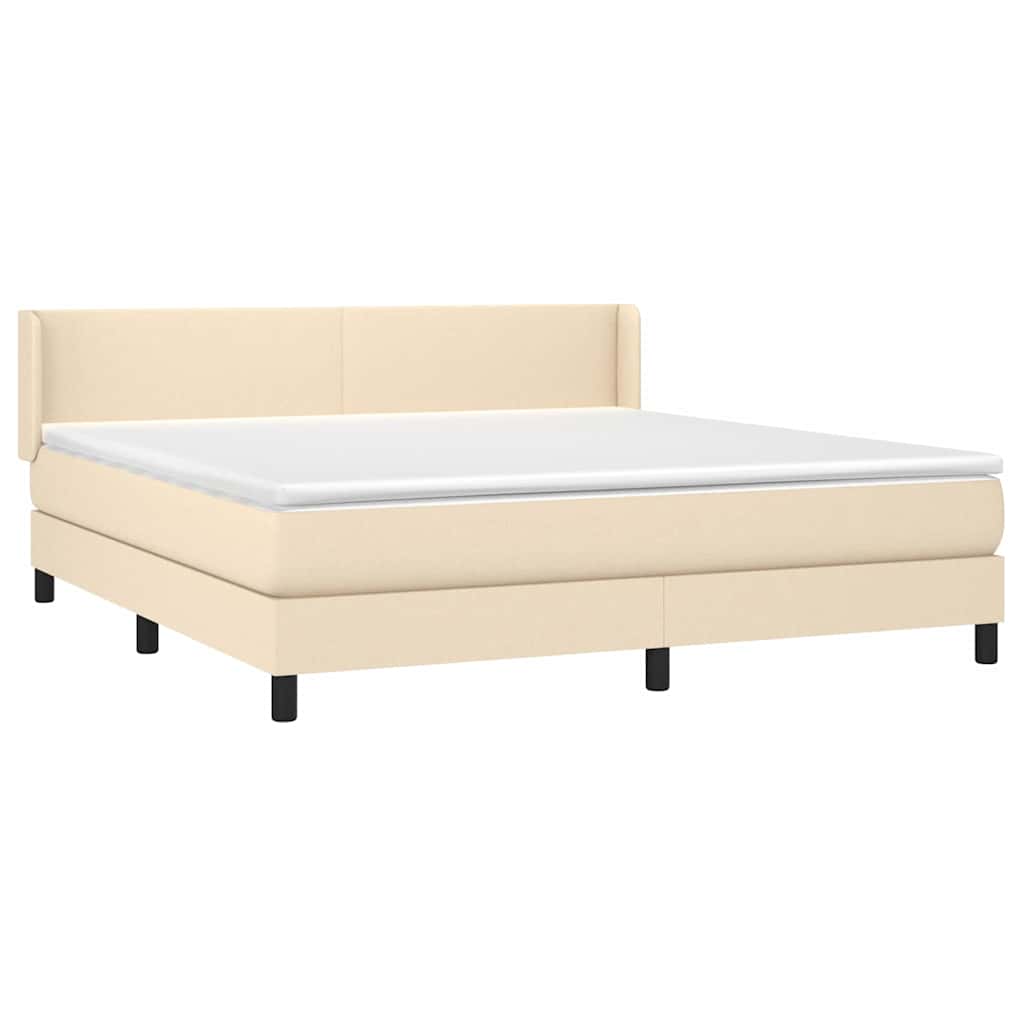 Krevet s oprugama i madracem krem 160x200 cm od tkanine