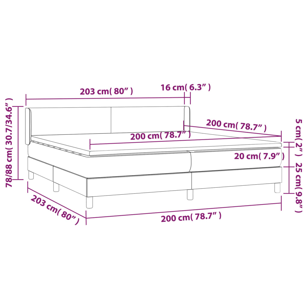 Krevet s oprugama i madracem plavi 200 x 200 cm od tkanine
