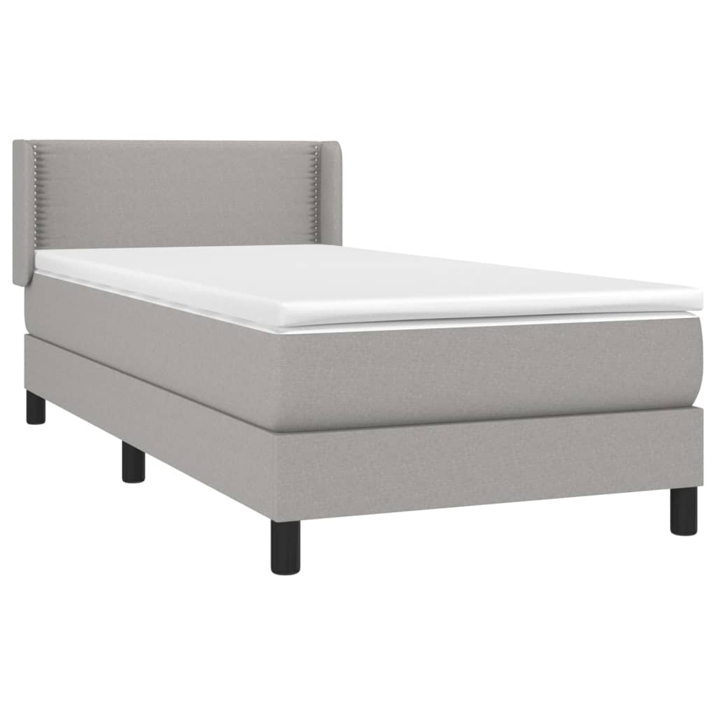 Box spring krevet s madracem svjetlosivi 90x190 cm od tkanine