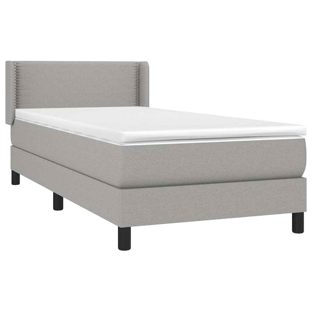 Box spring krevet s madracem svjetlosivi 90x190 cm od tkanine
