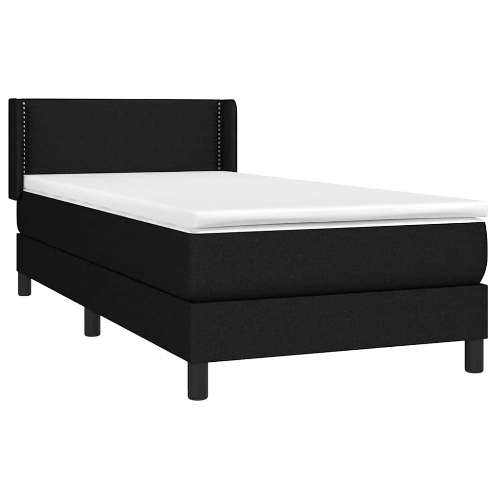 Box spring krevet s madracem crni 90x190 cm od tkanine