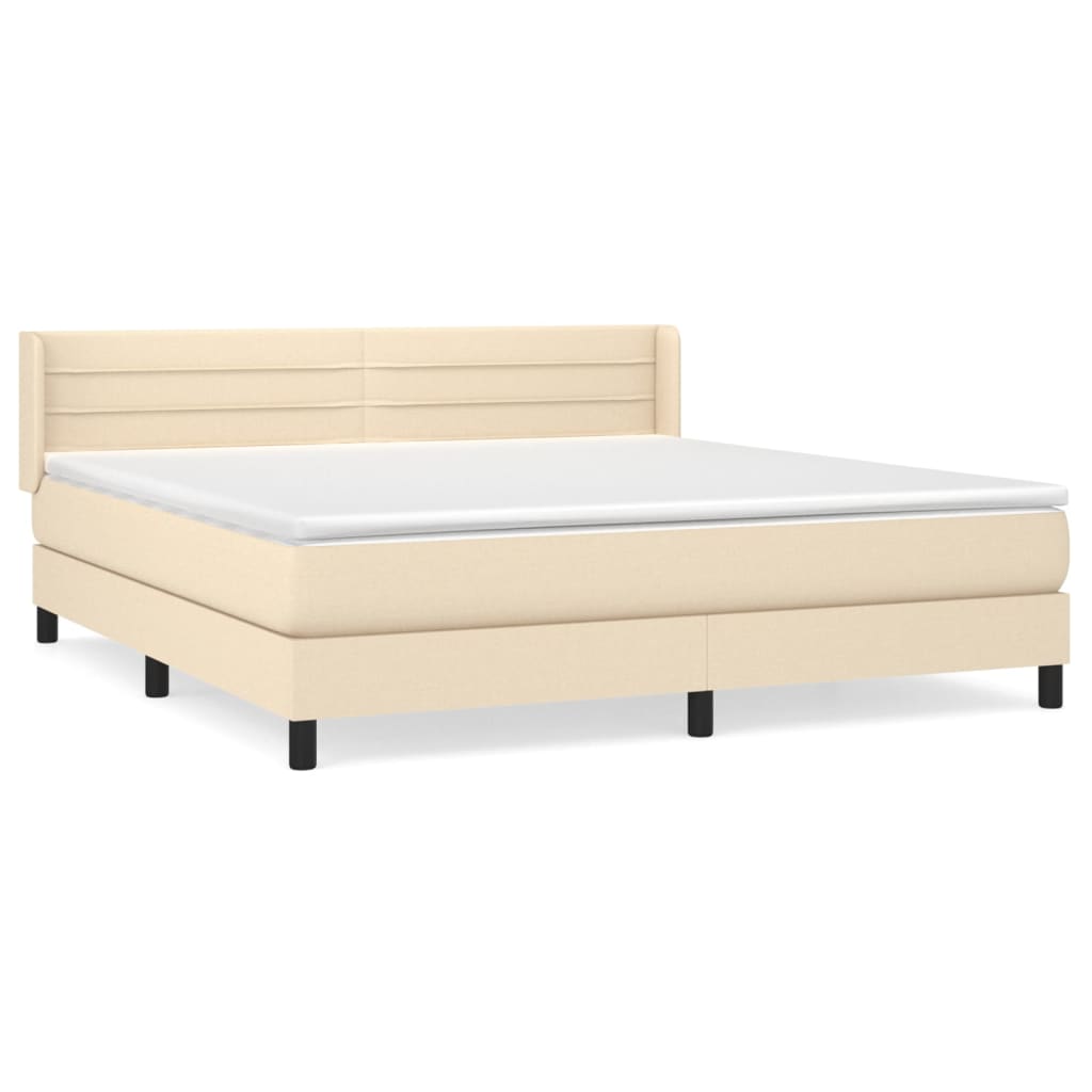 Krevet s oprugama i madracem krem 160x200 cm od tkanine