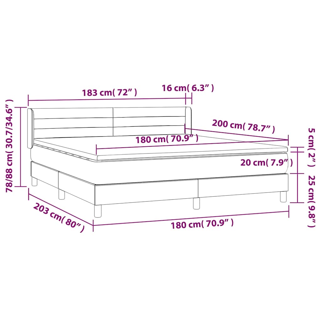 Krevet s oprugama i madracem svjetlosivi 180x200 cm od tkanine